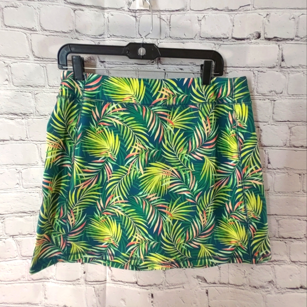 Lands' End Tropical Print Swim Skirt - Green and Yellow